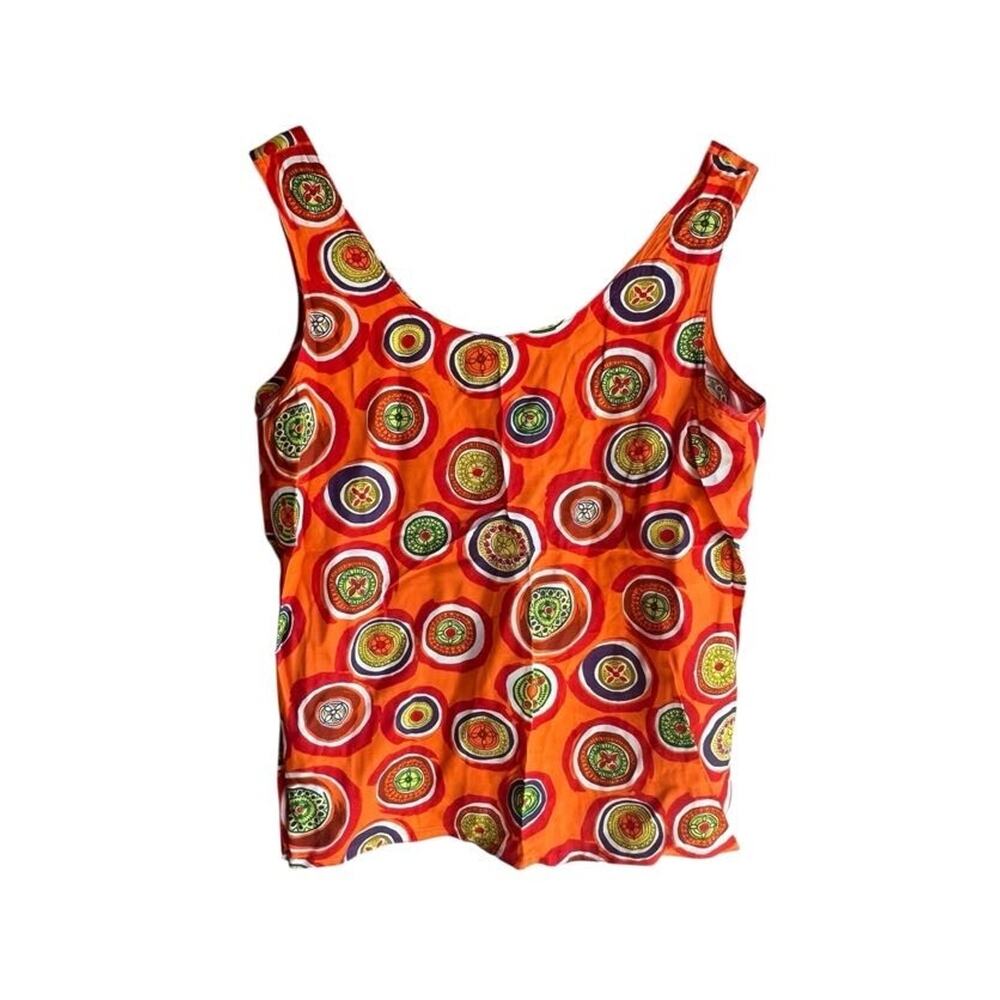 Toto n Ko 90s Women's Sleeveless Crop Tank Top 100% Rayon Orange Size LARGE